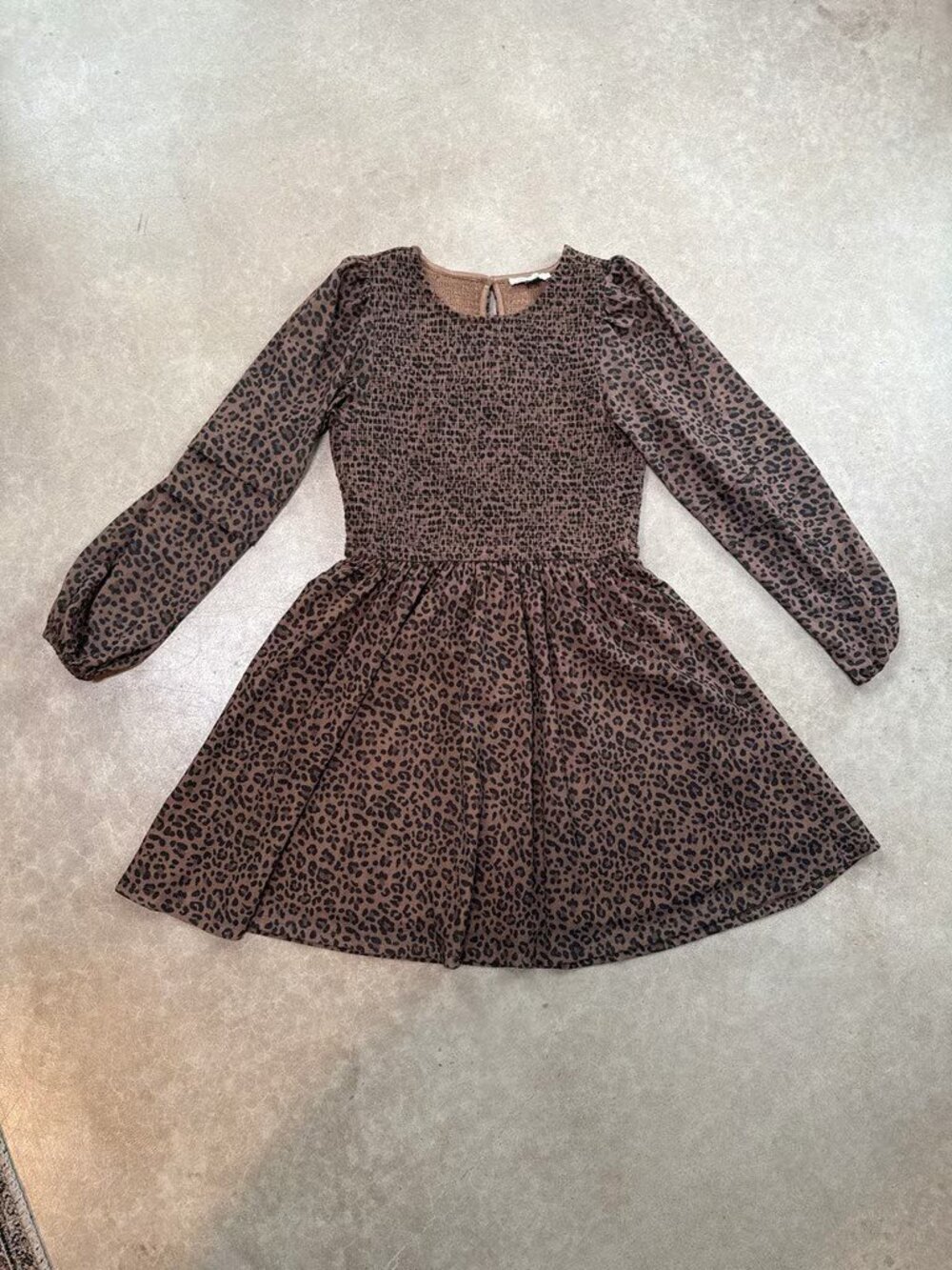 American Eagle Smocked Leopard Print Dress